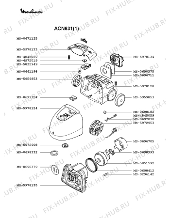 Взрыв-схема пылесоса Moulinex ACN631(1) - Схема узла QP002249.0P2