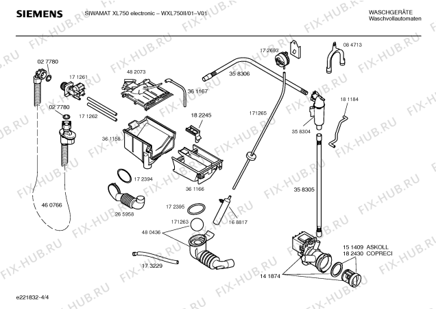 Схема №3 WXL750II SIWAMAT XL 750 с изображением Инструкция по установке и эксплуатации для стиралки Siemens 00580224