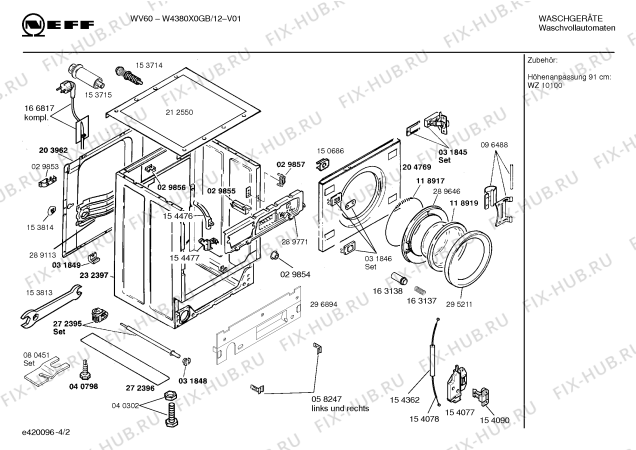 Схема №3 W4280G0EU WI60 с изображением Таблица программ для стиральной машины Bosch 00519806