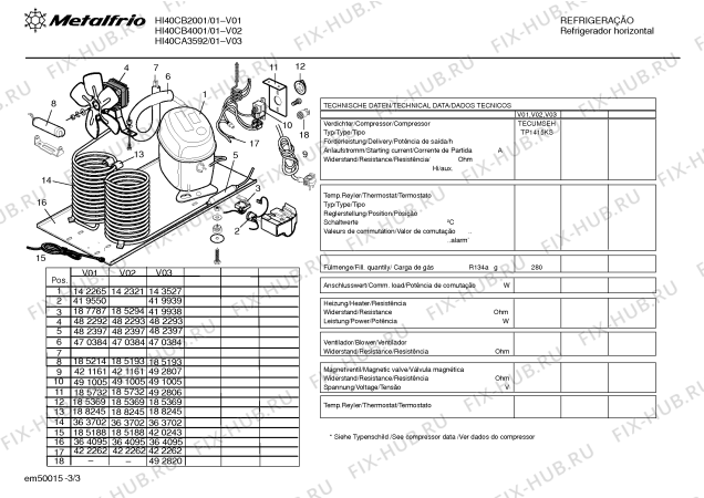 Схема №3 HI40CB2001 LINHA HORIZONTAL HI40C с изображением Сопротивление для холодильника Bosch 00491357