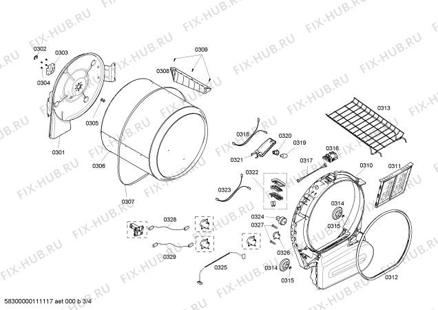 Взрыв-схема сушильной машины Bosch WTMC4500UC Deluxe Gas Dryer - Схема узла 03