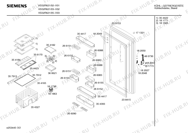 Взрыв-схема холодильника Siemens KS32R621 - Схема узла 02