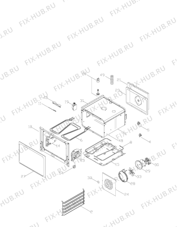 Взрыв-схема плиты (духовки) Voss Electrolux ELM4405-HV - Схема узла Oven body