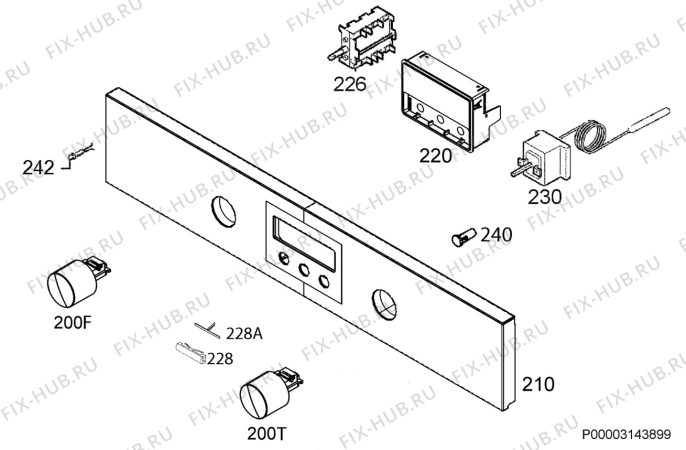 Взрыв-схема плиты (духовки) Electrolux EOB3430DAX - Схема узла Command panel 037