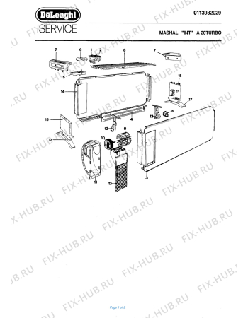 Схема №1 A20 с изображением Подрешетка для обогревателя (вентилятора) DELONGHI 702213