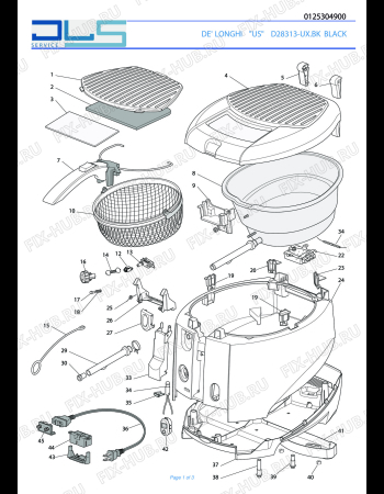 Схема №1 D28313-UX.BK с изображением Контейнер для тостера (фритюрницы) DELONGHI 7312576269