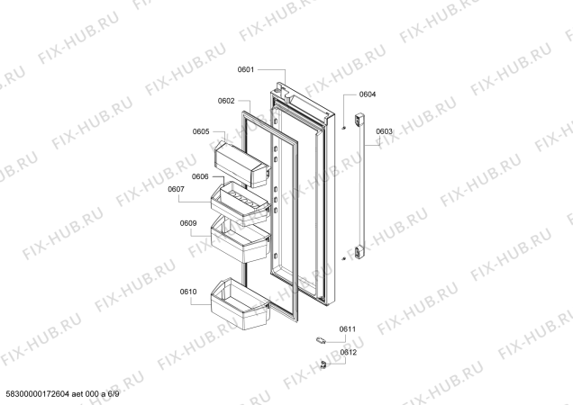 Схема №7 KFN91PJ10A с изображением Контейнер для холодильника Bosch 11013801