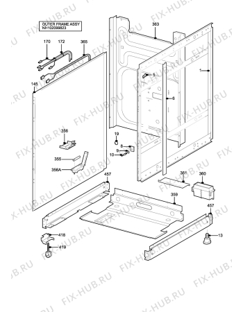 Взрыв-схема плиты (духовки) Parkinson Cowan COGHL55CN - Схема узла H10 Outer Frame