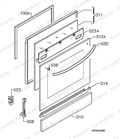 Взрыв-схема плиты (духовки) Zanussi CSIG503W - Схема узла Door 003