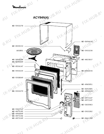 Взрыв-схема микроволновой печи Moulinex ACY84N(4) - Схема узла WP002048.0P2