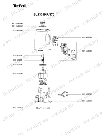 Схема №2 LM130110/870 с изображением Элемент корпуса для блендера (миксера) Seb MS-650681