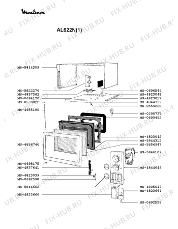 Взрыв-схема микроволновой печи Moulinex AL622N(1) - Схема узла 8P002348.0P2