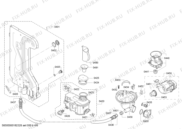 Взрыв-схема посудомоечной машины Bosch SMS40C22GB - Схема узла 04
