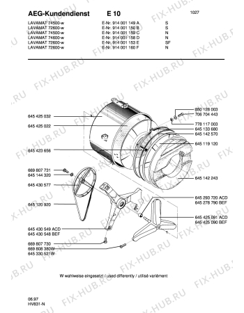 Взрыв-схема стиральной машины Aeg LAV74500-W S - Схема узла Tub and drum