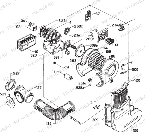 Взрыв-схема стиральной машины Arthurmartinelux 730.37 W4 - Схема узла Electrical equipment 268