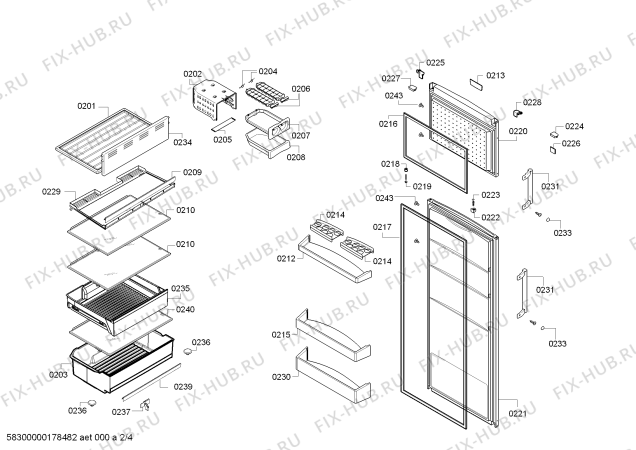 Схема №3 KDN42VL25T с изображением Крышка для холодильника Bosch 00742703