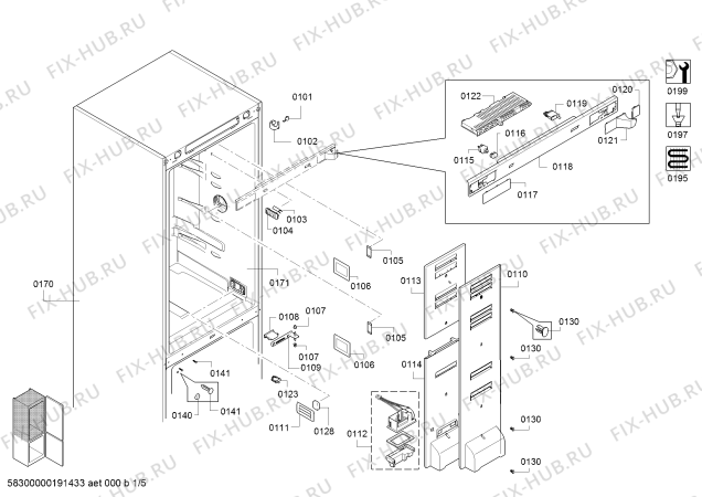 Схема №4 KGN39SQ10R с изображением Дверь для холодильника Bosch 00714271