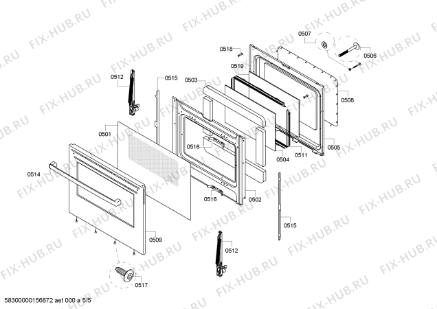 Схема №4 HGS5L53UC с изображением Панель для плиты (духовки) Bosch 00688066