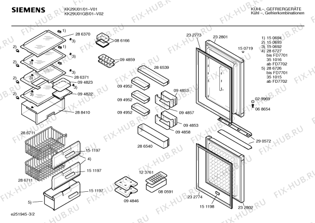 Взрыв-схема холодильника Siemens KK29U01 - Схема узла 02