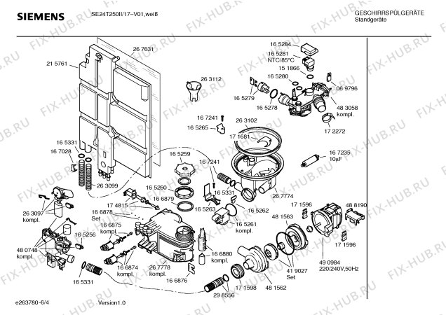 Взрыв-схема посудомоечной машины Siemens SE24T250II PlusSense - Схема узла 04