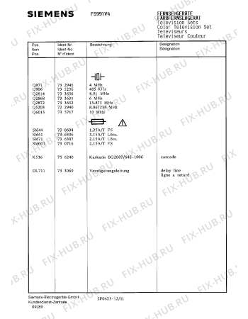 Схема №6 FS991V4 с изображением Инструкция по эксплуатации для телевизора Siemens 00530611