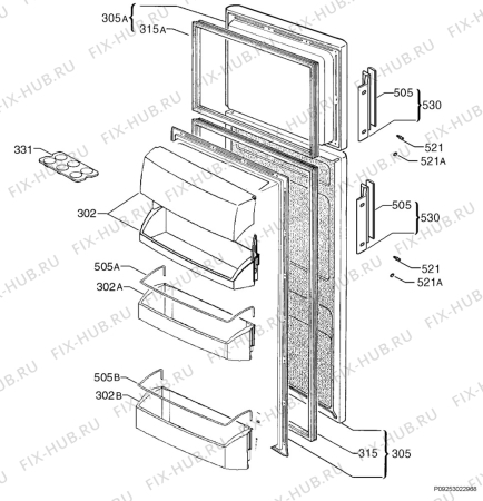 Взрыв-схема холодильника Aeg Electrolux S61290DT18 - Схема узла Door 003