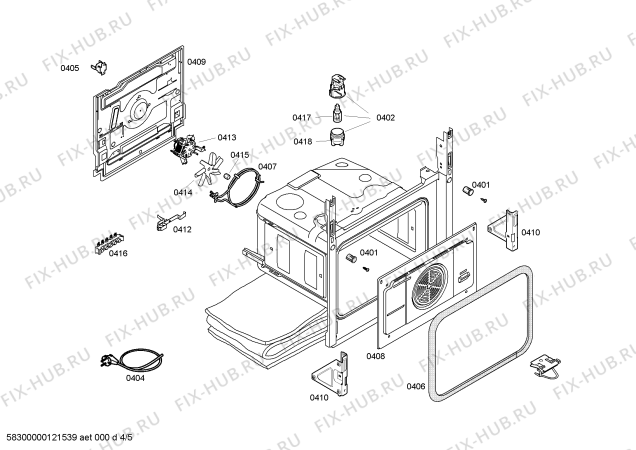 Взрыв-схема плиты (духовки) Siemens HM594201T - Схема узла 04