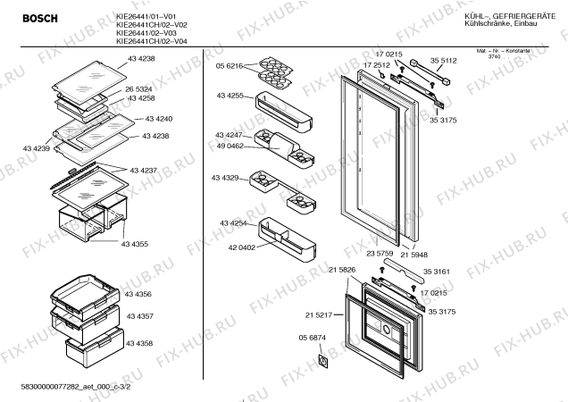 Взрыв-схема холодильника Bosch KIE26441 - Схема узла 02