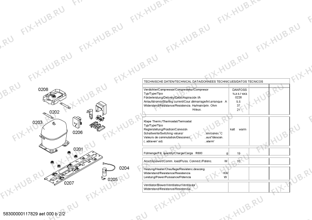 Взрыв-схема холодильника Siemens KT14RV20FF - Схема узла 02