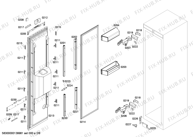 Взрыв-схема холодильника Gaggenau RF463200AU - Схема узла 02