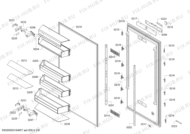 Схема №6 RC472200 с изображением Дверь для холодильной камеры Bosch 00246856