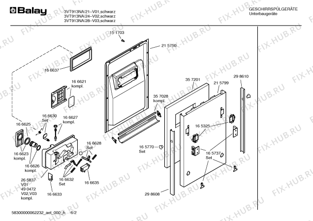 Схема №6 3VT913NA с изображением Инструкция по эксплуатации для посудомойки Bosch 00587788