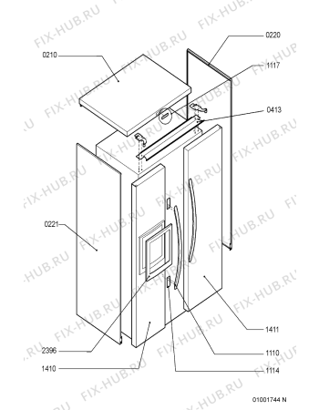 Взрыв-схема холодильника Whirlpool KRSC9010IKA (F090444) - Схема узла