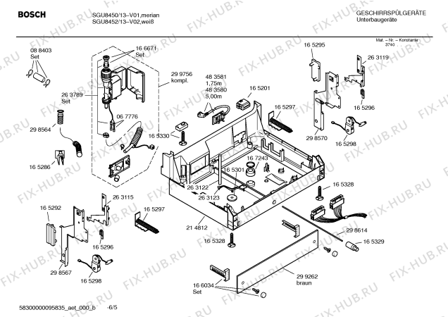 Взрыв-схема посудомоечной машины Bosch SGU8450 Exclusiv - Схема узла 05