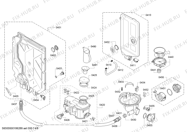 Взрыв-схема посудомоечной машины Bosch SMU46KS00E SilencePlus - Схема узла 04
