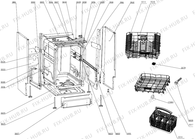 Взрыв-схема посудомоечной машины Mora MI61211X (279893, WQP12-9350G) - Схема узла 03