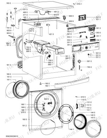 Схема №2 AWOD 7432 с изображением Обшивка для стиральной машины Whirlpool 481010469057