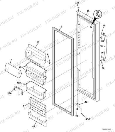 Взрыв-схема холодильника Electrolux ENL6298X3 - Схема узла Refrigerator door