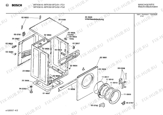 Взрыв-схема стиральной машины Bosch WFK5610FG WFK5610 - Схема узла 02