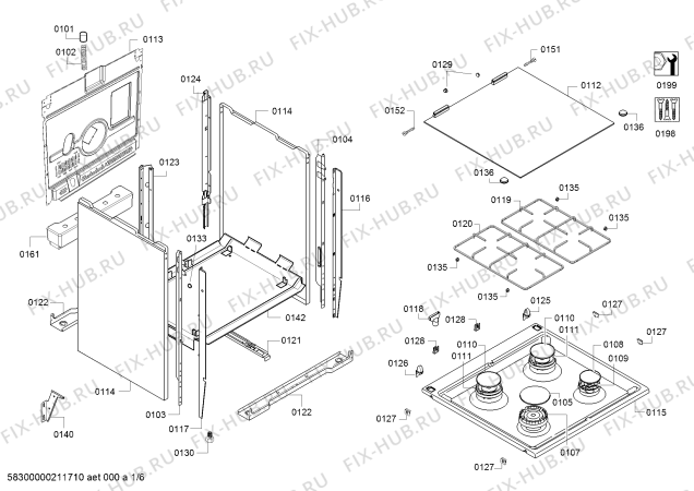Схема №5 HGA030D50 с изображением Панель управления для духового шкафа Bosch 11025611