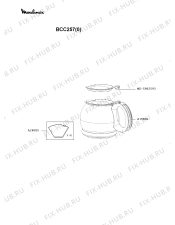 Взрыв-схема кофеварки (кофемашины) Moulinex BCC257(0) - Схема узла TP001464.5P2