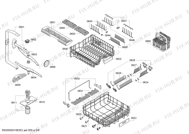 Взрыв-схема посудомоечной машины Bosch SMV65N00EU, SuperSilence - Схема узла 06