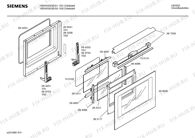 Взрыв-схема плиты (духовки) Siemens HB34550GB - Схема узла 04