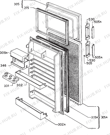 Взрыв-схема холодильника Zanussi P17/2A - Схема узла Door 003