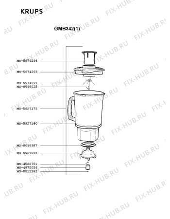Взрыв-схема блендера (миксера) Krups GMB342(1) - Схема узла KP002450.0P2