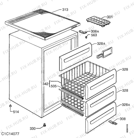 Взрыв-схема холодильника Elektro Helios FG1247 - Схема узла C10 Cabinet/Interior