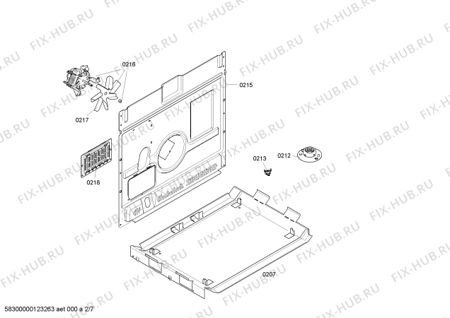 Взрыв-схема плиты (духовки) Bosch HLN423020R - Схема узла 02