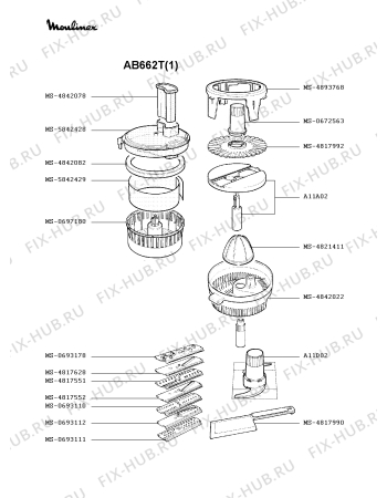 Взрыв-схема кухонного комбайна Moulinex AB662T(1) - Схема узла QP000431.0P2