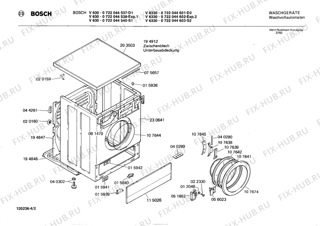 Взрыв-схема стиральной машины Bosch 0722044537 V630 - Схема узла 02