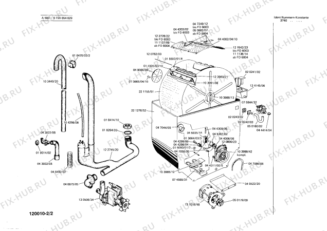 Взрыв-схема стиральной машины Bosch 0720654029 A500 - Схема узла 02